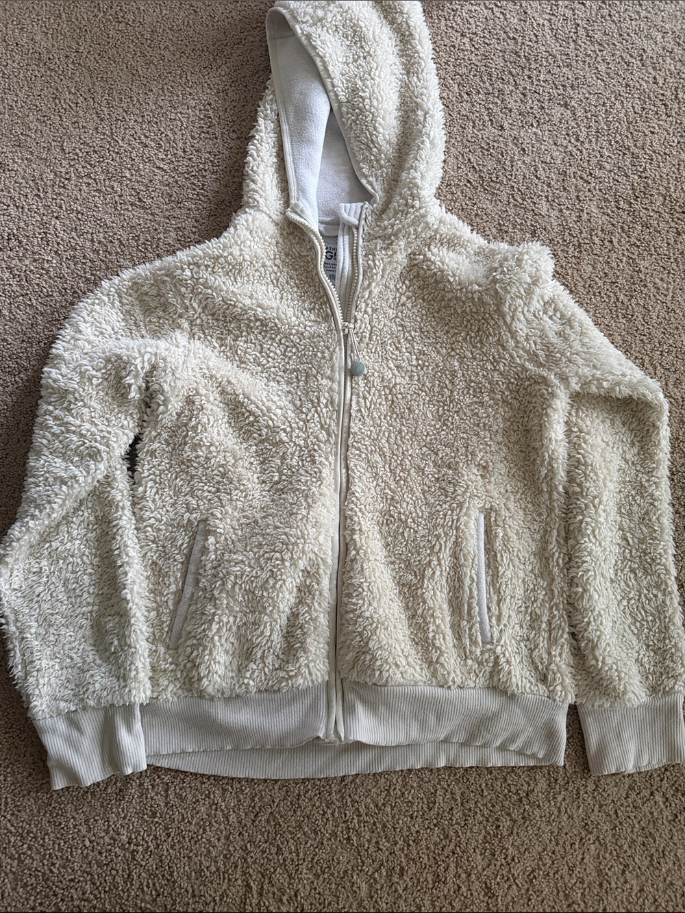 Athleta Cream Sherpa Zip Hoodie